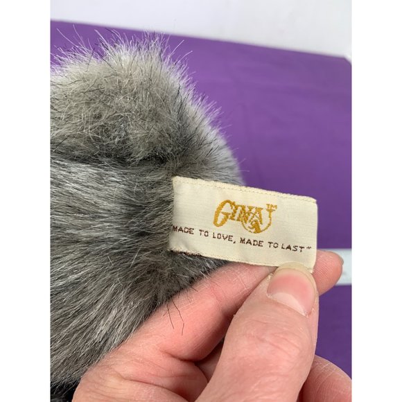 Gina 8 Inch Gray Frosted Teddy Bear Brown Plastic Eyes Leather Nose Gray Detail - Picture 8 of 11